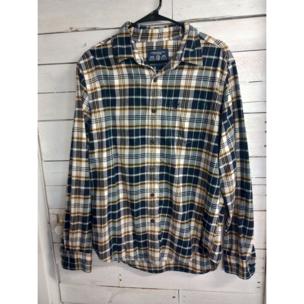 American Eagle Mens Large Multicolor Flannel Long Sleeve Button Down Shirt